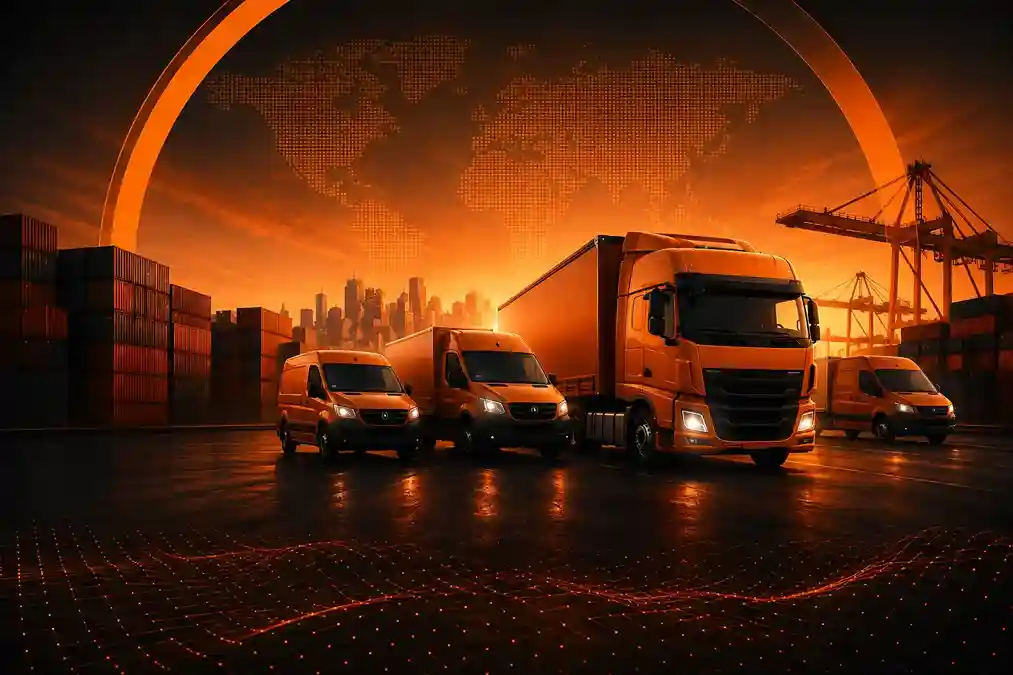 Fleet and logistics trucks with GPSCop fuel monitoring